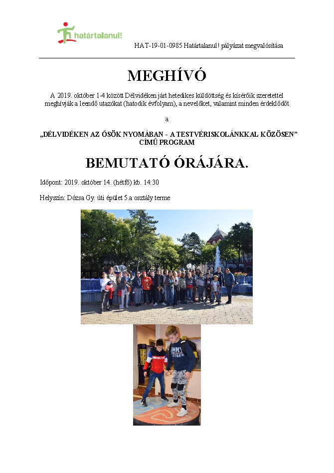 Meghívó bemutató órára